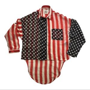 Unif Flag Blouse Sheer Sz. S Red White Blue